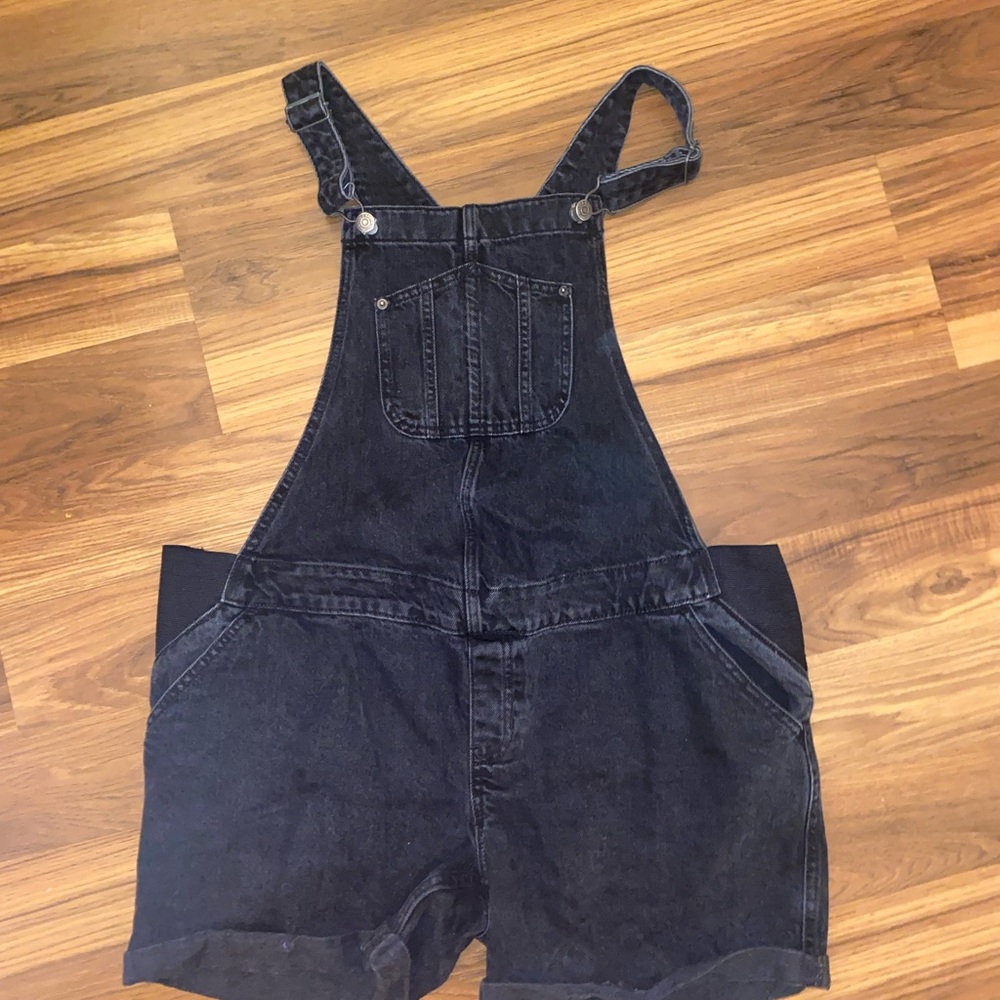 Old Navy Black Denim Short Overalls Romper